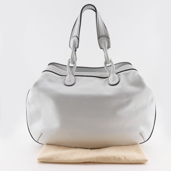LOEWE White Leather Fiesta Tote Bag Snap Button - Picture 15 of 15